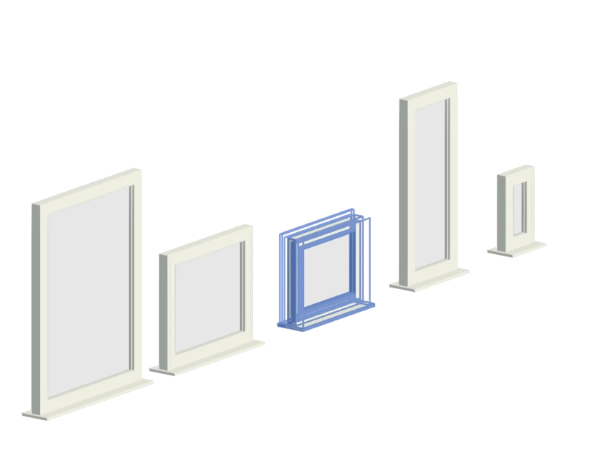 Famille Revit : Fenêtres à un vantail, plusieurs formats